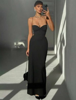 Vestido de Noche Bustier Cut-Out [TALLA L]