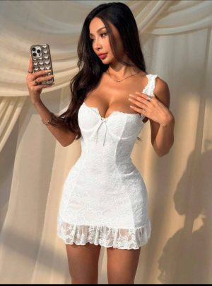 Vestido Mini Corset Encaje Blanco [TALLA M]