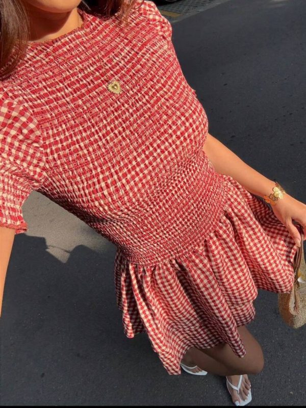 Vestido Corto Gingham Coquette [TALLA L]