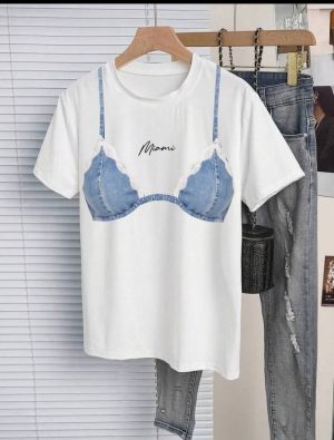Camiseta Corta Ilustración Corsé con Encaje [TALLA S]
