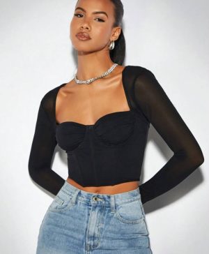 Top Ajustado de Fiesta con Transparencias [TALLA L]