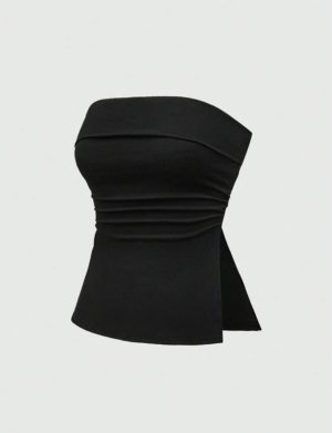 Top de Tubo Strapless con Fruncido Lateral [TALLA L-XL]