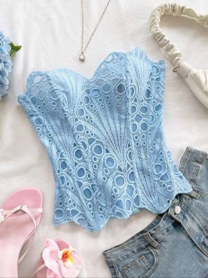 Top Corsé Strapless de Encaje Guipur [TALLA L-XS]