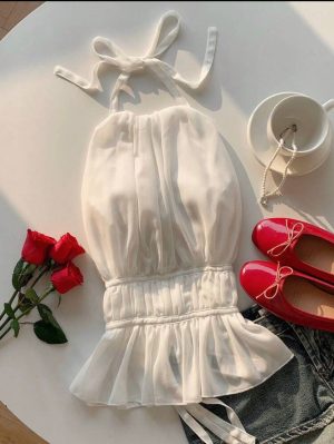 Top Evasé Espalda Abierta con Ajuste Elástico [TALLA M-XS]