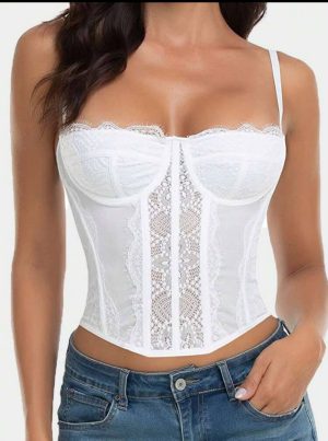 Top de Tirantes Corsetero con Detalles de Encaje [TALLA S]