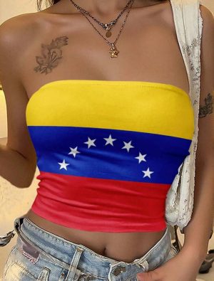 Top Licrado de Bandera Nacional Sin Tirantes [TALLA XS-S]