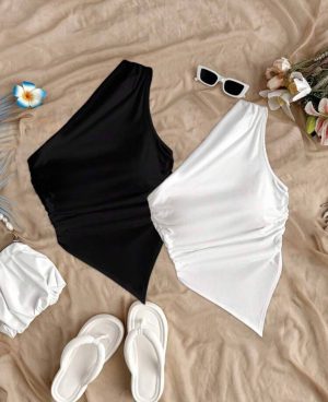 Tops de Un Solo Hombro con Bajo en Punta [TALLA L]