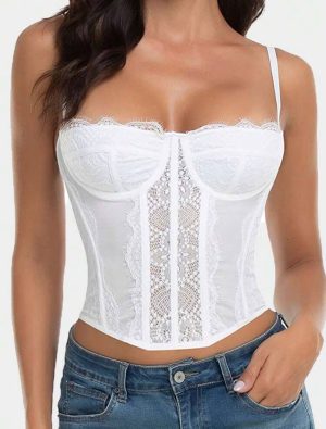 Top de Tirantes con Varilla y Encaje Floral [TALLA L]