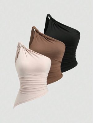 Top Asimétrico de Un Hombro con Nudo [TALLA XS]