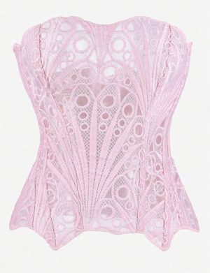 Top Corset Strapless de Encaje Guipur Rosa [TALLA S-L]
