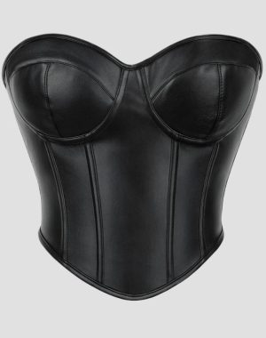Top Corset Strapless de Piel Sintética con Varillas [TALLA S]