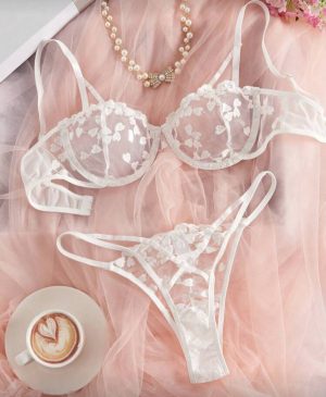 Set de Lencería Corazones Bordados [Talla XS]