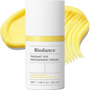 BIODANCE Radiant Vita Crema de niacinamida, iluminadora, corrección de manchas oscuras, hidratante facial hidratante con vitamina C, B12, cuidado de la piel coreano