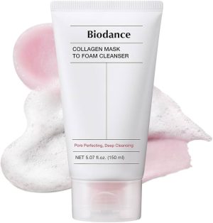 BIODANCE Limpiador facial con máscara de colágeno a espuma, cuidado de poros 2 en 1, limpiador facial hidratante para piel sensible, lavado facial suave, cuidado de la piel coreano. 150 ml