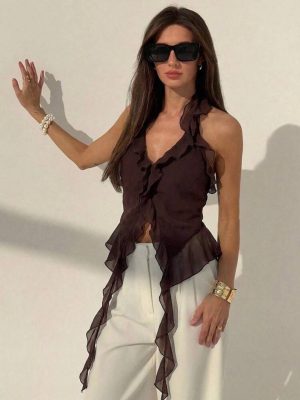 photo_2026-09-23_23-04-14 2. Blusa Transparente Marrón Marrón con Volantes